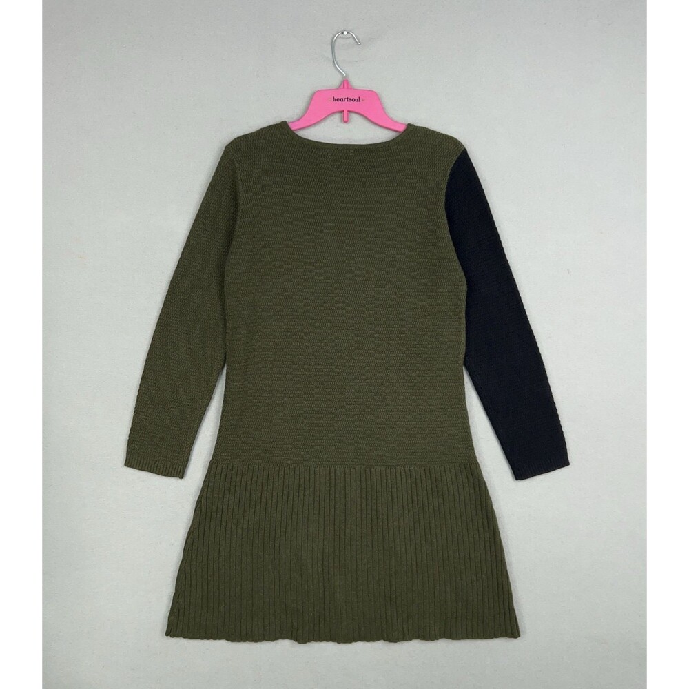 Lisa Todd Sweater Dress Womens Medium Green Black Colorblock Cashmere Twee - Picture 7 of 12